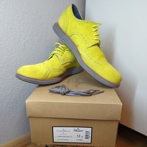 Cole Haan Mens Lunargrand Volt Green Suede Wingtip Oxford C11500 Size 12